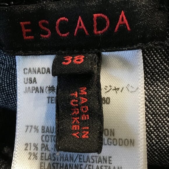 Escada Blue/Black Midrise Straight Leg Jeans - Picture 4 of 5